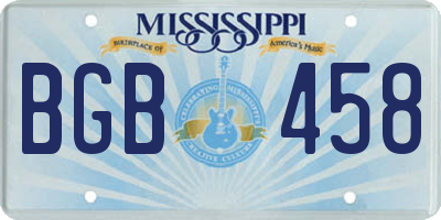 MS license plate BGB458