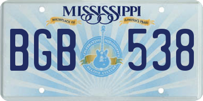MS license plate BGB538
