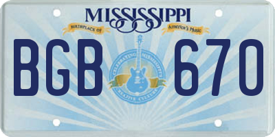 MS license plate BGB670