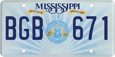 MS license plate BGB671