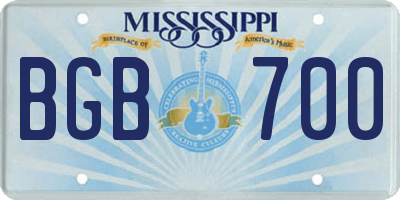 MS license plate BGB700