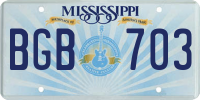 MS license plate BGB703