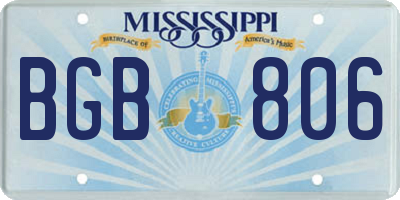 MS license plate BGB806
