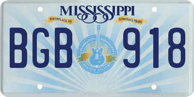 MS license plate BGB918