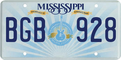 MS license plate BGB928