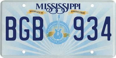 MS license plate BGB934