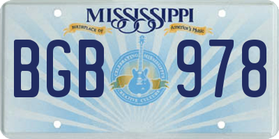 MS license plate BGB978