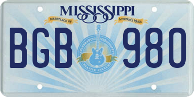 MS license plate BGB980