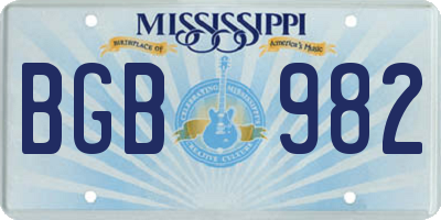 MS license plate BGB982