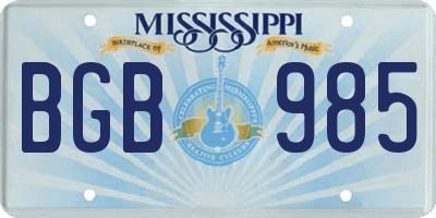 MS license plate BGB985
