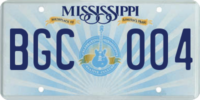 MS license plate BGC004