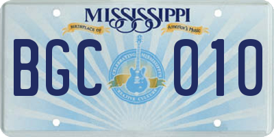 MS license plate BGC010