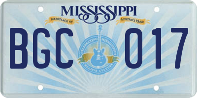 MS license plate BGC017
