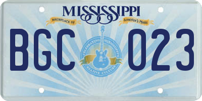 MS license plate BGC023
