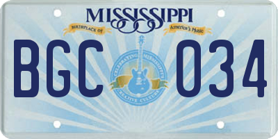 MS license plate BGC034