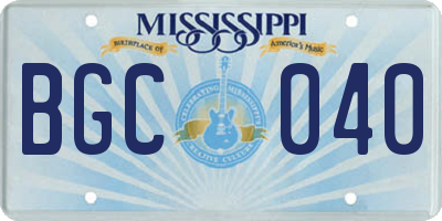 MS license plate BGC040