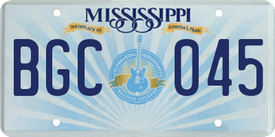 MS license plate BGC045