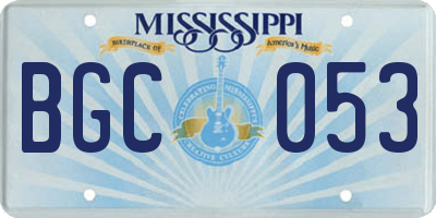 MS license plate BGC053