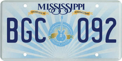 MS license plate BGC092