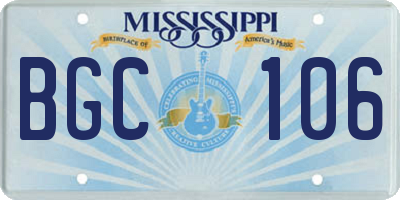 MS license plate BGC106