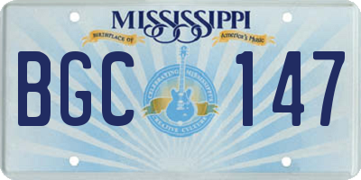 MS license plate BGC147