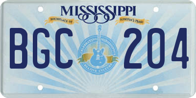MS license plate BGC204