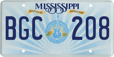 MS license plate BGC208