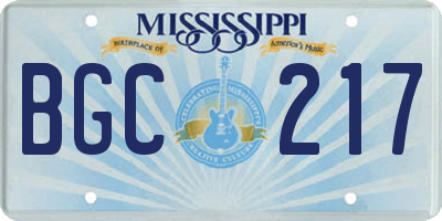 MS license plate BGC217