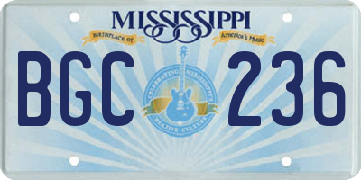 MS license plate BGC236