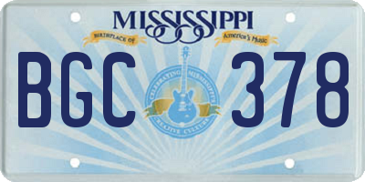 MS license plate BGC378