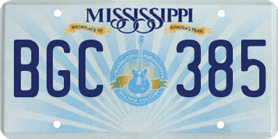 MS license plate BGC385