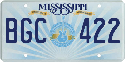 MS license plate BGC422