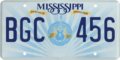 MS license plate BGC456