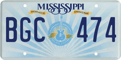 MS license plate BGC474