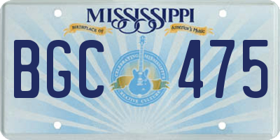 MS license plate BGC475