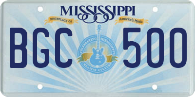 MS license plate BGC500