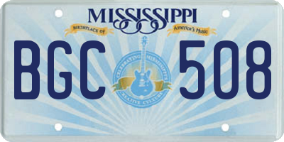 MS license plate BGC508