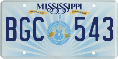 MS license plate BGC543