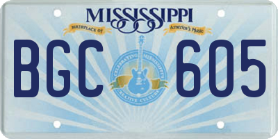 MS license plate BGC605