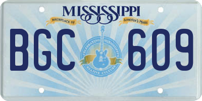 MS license plate BGC609
