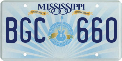 MS license plate BGC660