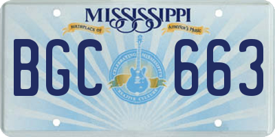 MS license plate BGC663