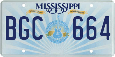 MS license plate BGC664