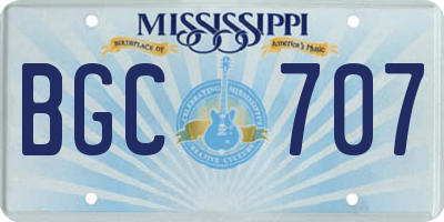 MS license plate BGC707