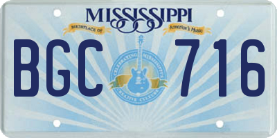 MS license plate BGC716