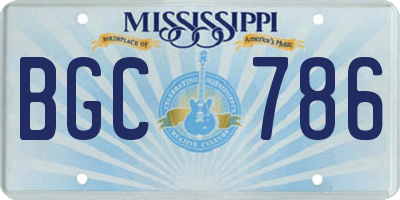 MS license plate BGC786
