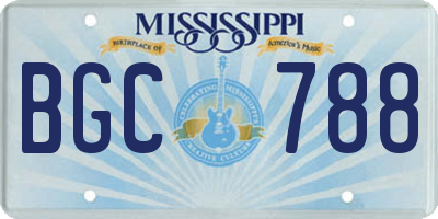 MS license plate BGC788