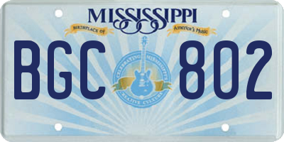 MS license plate BGC802