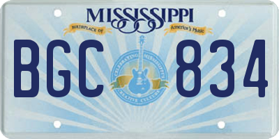 MS license plate BGC834