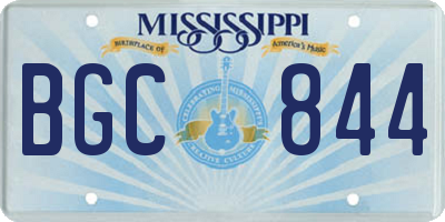 MS license plate BGC844
